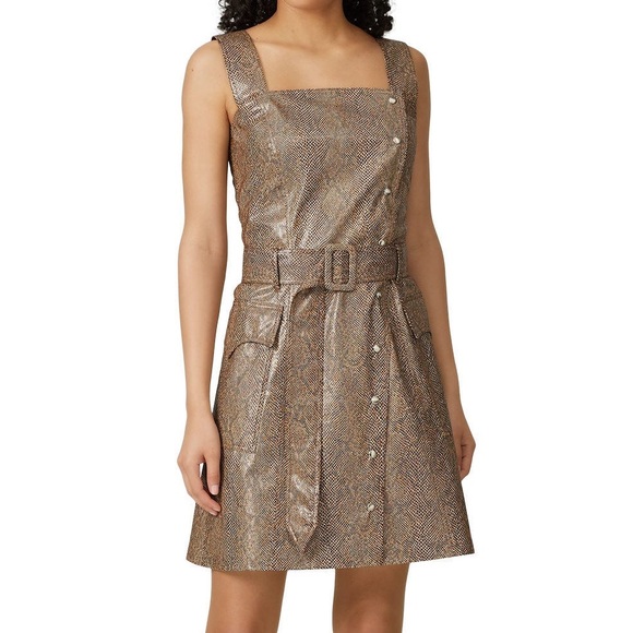 Nanushka Snake Print Lorena Mini Dress in Brown Snakeskin Print - Picture 1 of 10